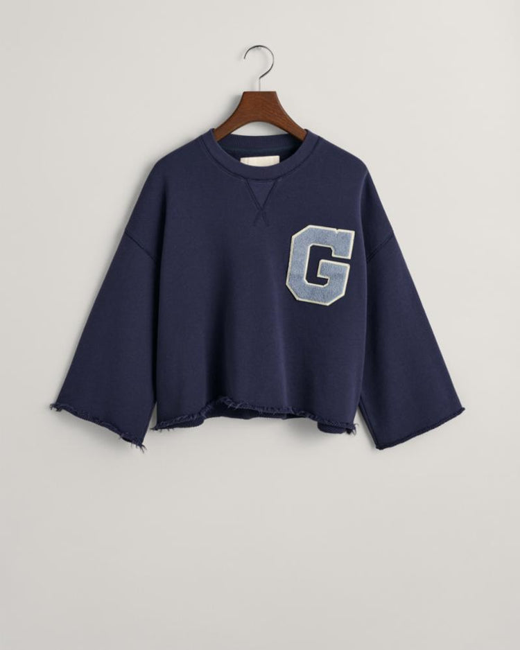 Gant Apparel Womens G-BADGE CROPPED SS C-NECK SWEAT 409/CLASSIC BLUE