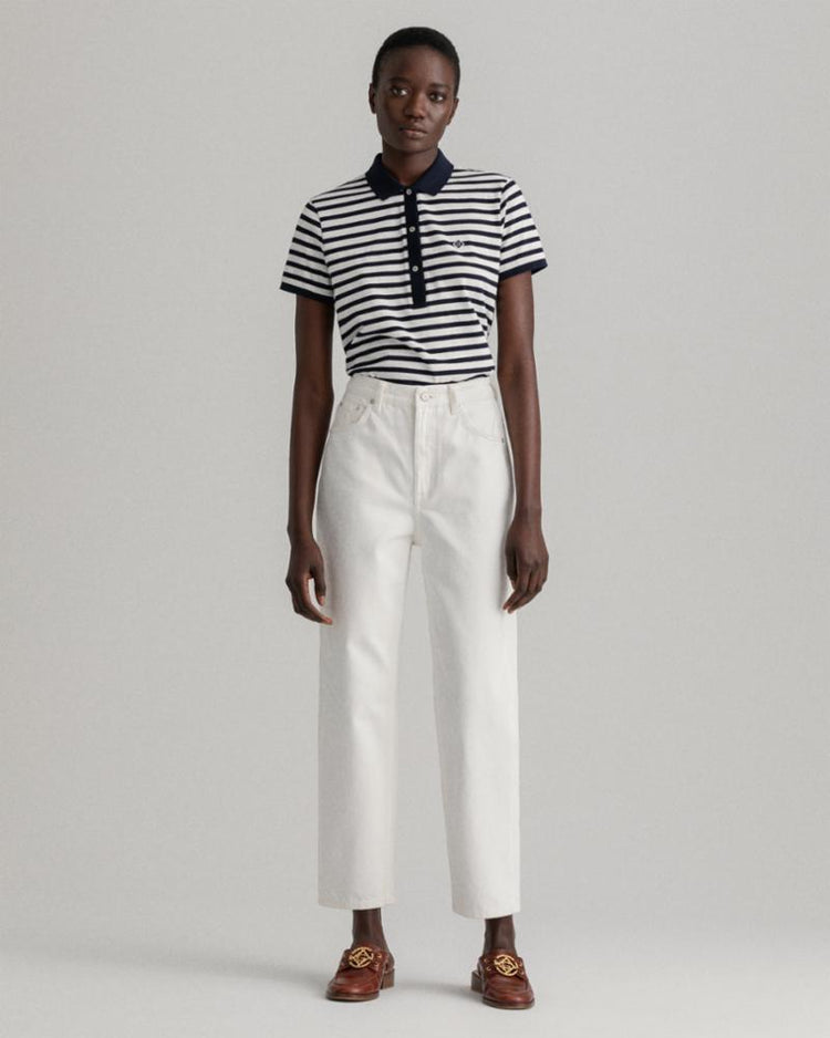 Gant Apparel Womens ICON G STRIPE SS POLO 433/EVENING BLUE