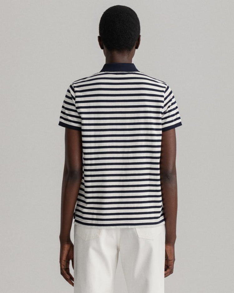 Gant Apparel Womens ICON G STRIPE SS POLO 433/EVENING BLUE