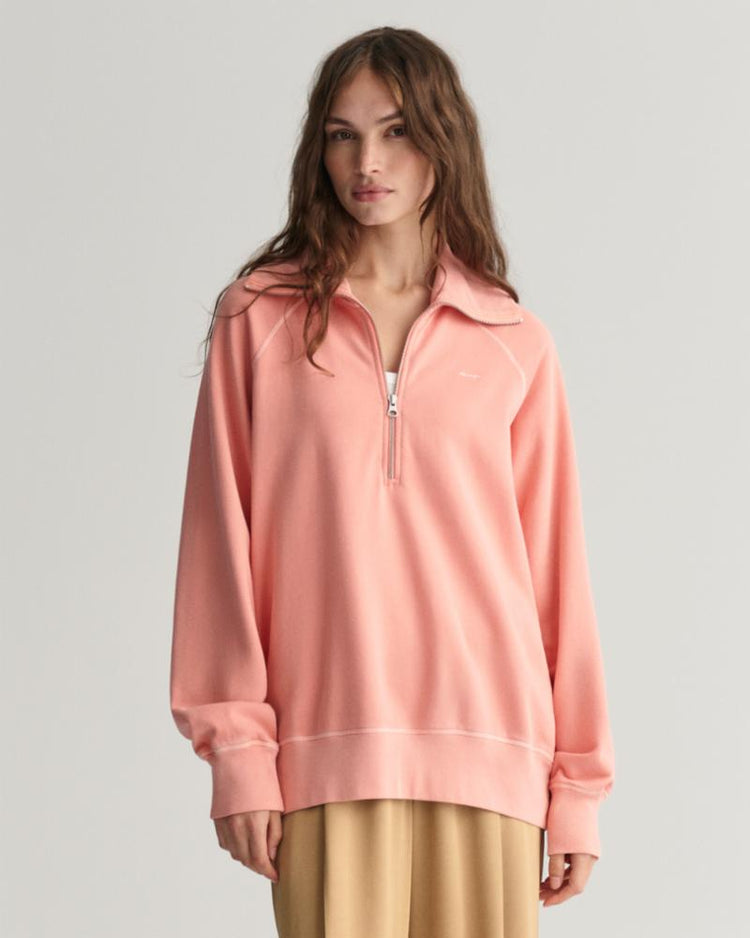 Gant Apparel Womens REL SUNFADED HALF ZIP SWEAT 624/PEACHY PINK