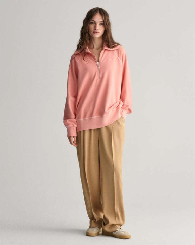 Gant Apparel Womens REL SUNFADED HALF ZIP SWEAT 624/PEACHY PINK
