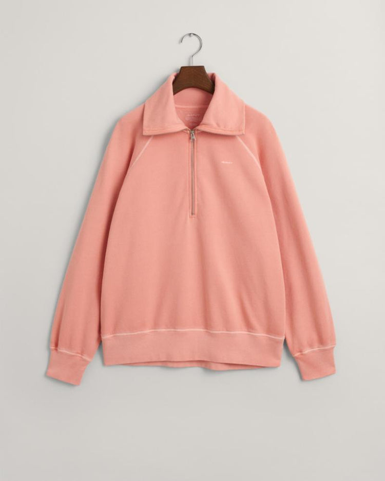 Gant Apparel Womens REL SUNFADED HALF ZIP SWEAT 624/PEACHY PINK