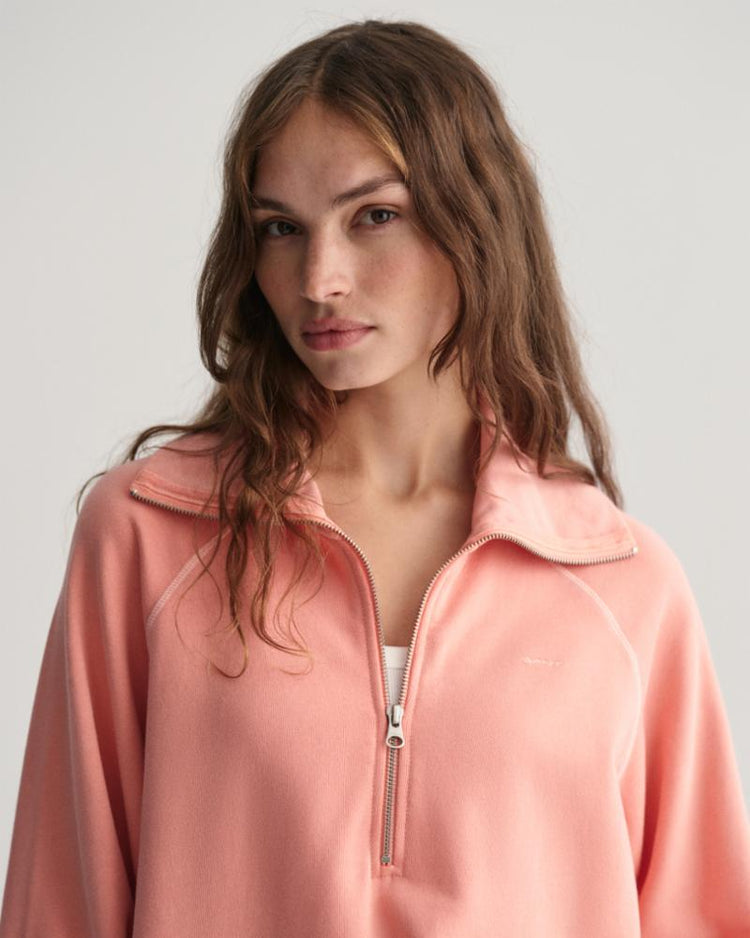 Gant Apparel Womens REL SUNFADED HALF ZIP SWEAT 624/PEACHY PINK