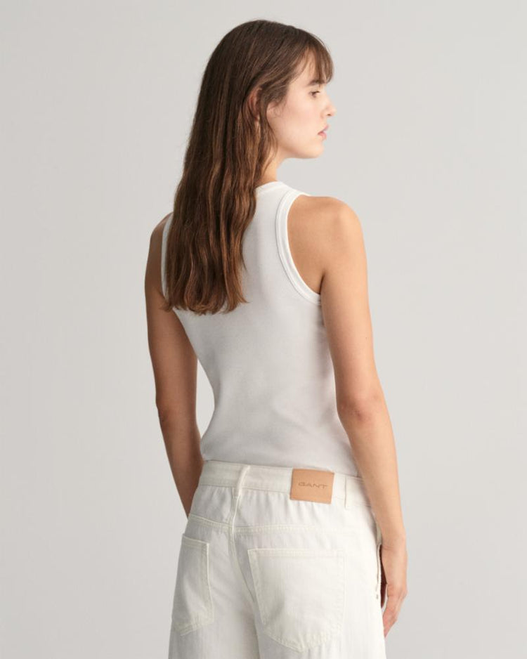 Gant Apparel Womens HIGH NECK RIB TANK TOP 110/WHITE
