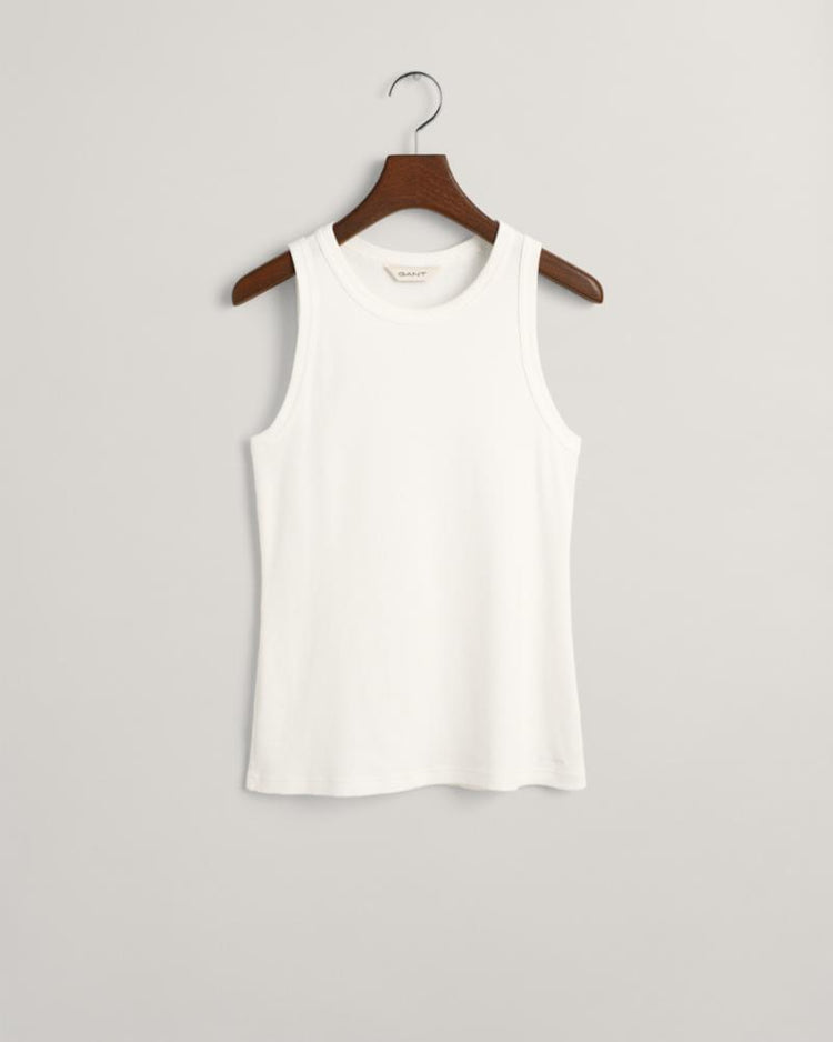 Gant Apparel Womens HIGH NECK RIB TANK TOP 110/WHITE