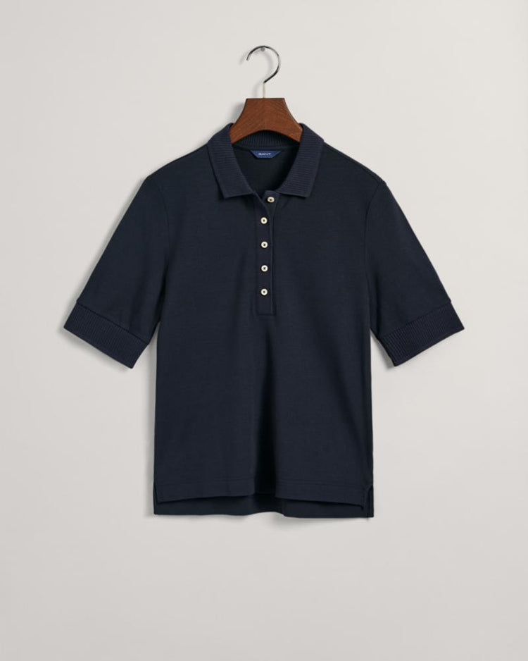 Gant Apparel Womens DETAIL COLLAR SS POLO PIQUE 433/EVENING BLUE