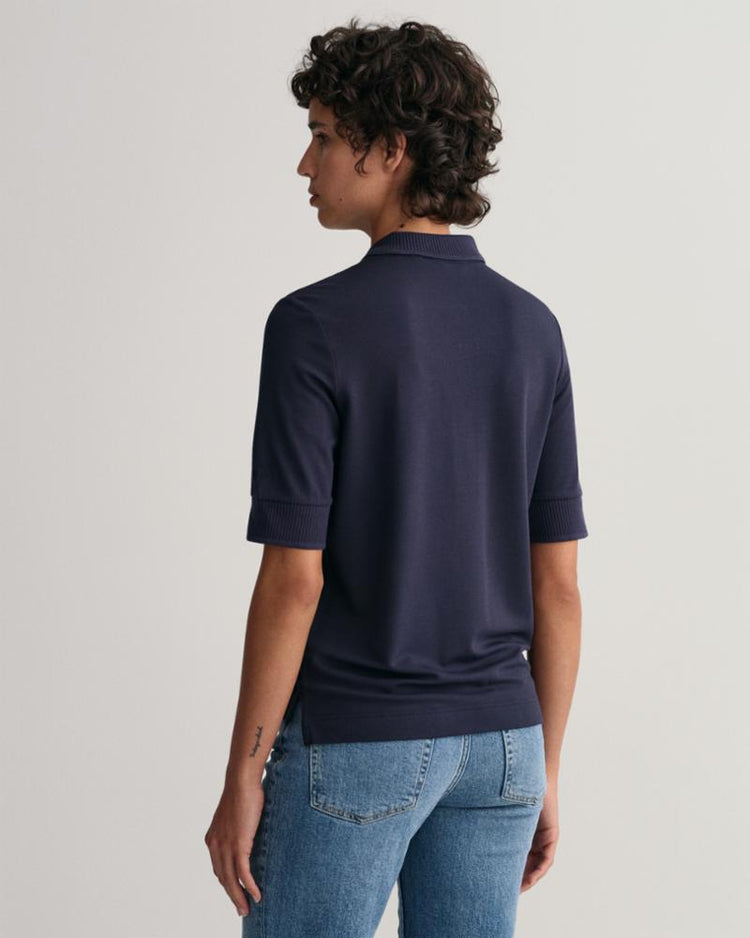 Gant Apparel Womens DETAIL COLLAR SS POLO PIQUE 433/EVENING BLUE