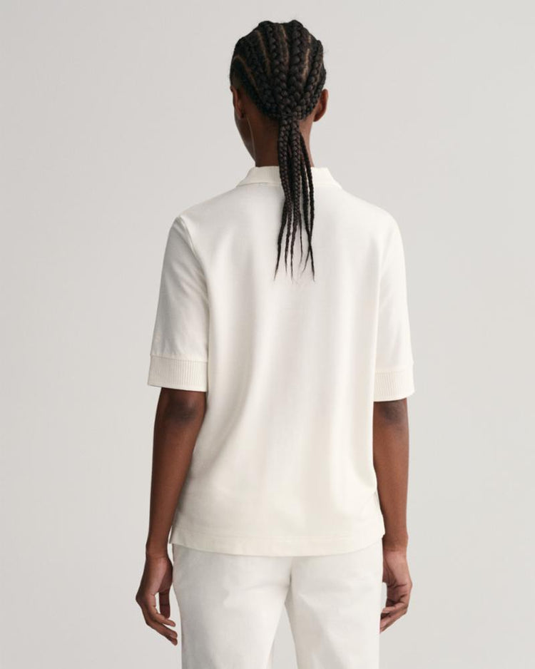 Gant Apparel Womens DETAIL COLLAR SS POLO PIQUE 113/EGGSHELL