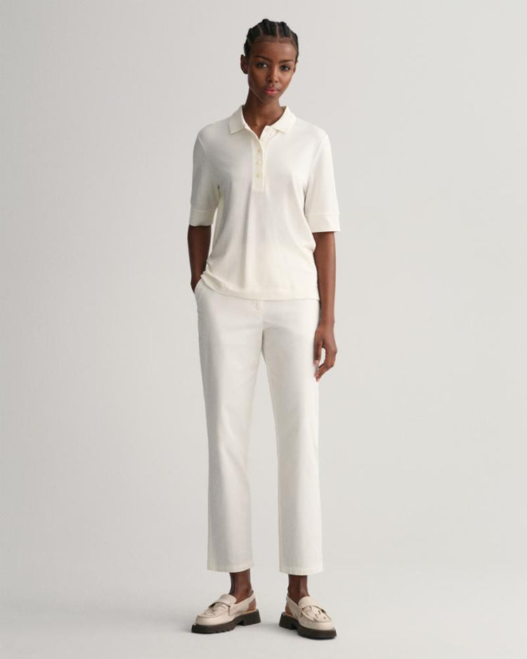 Gant Apparel Womens DETAIL COLLAR SS POLO PIQUE 113/EGGSHELL