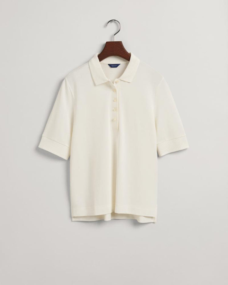Gant Apparel Womens DETAIL COLLAR SS POLO PIQUE 113/EGGSHELL