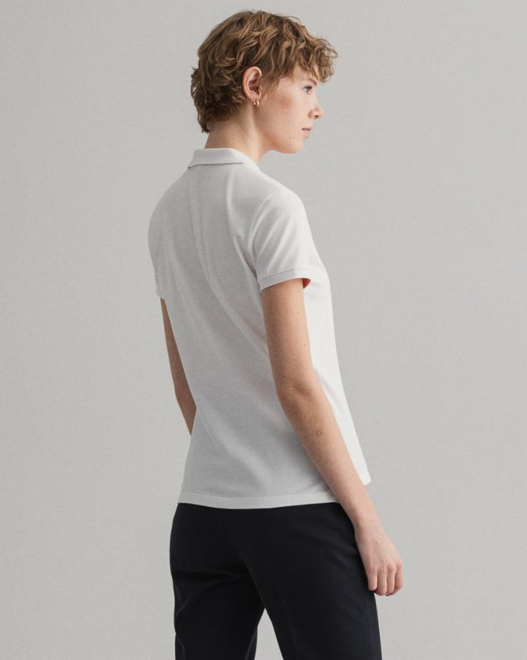 Gant Apparel Womens CONTRAST COLLAR SS PIQUE 110/WHITE