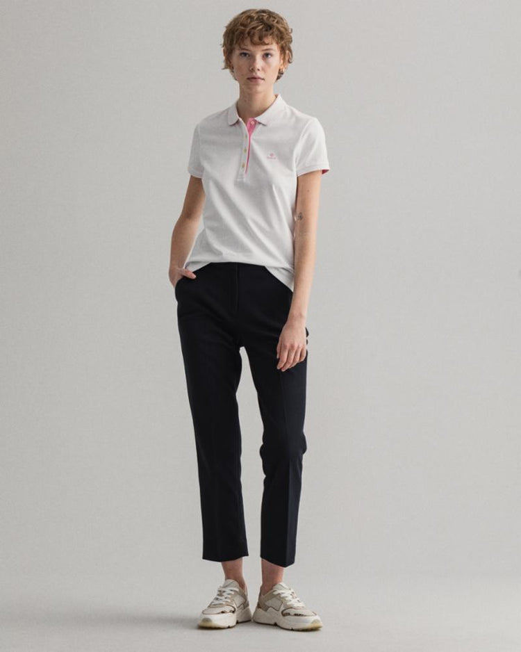 Gant Apparel Womens CONTRAST COLLAR SS PIQUE 110/WHITE