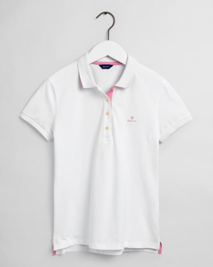 Gant Apparel Womens CONTRAST COLLAR SS PIQUE 110/WHITE