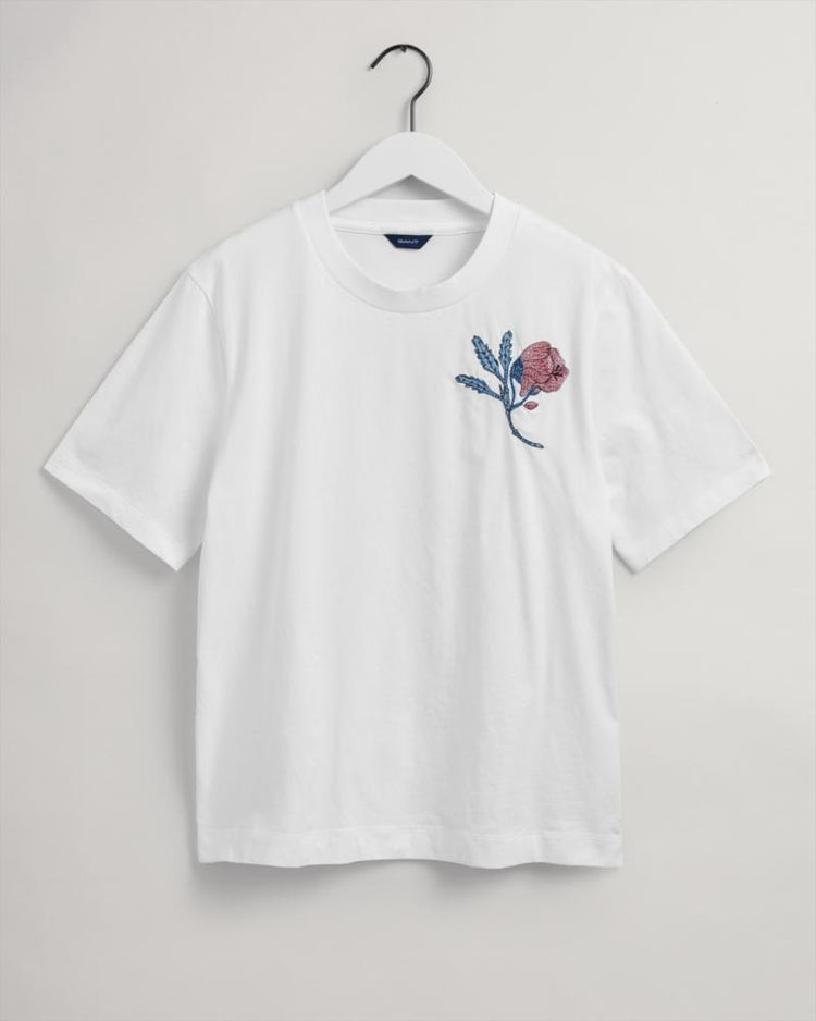 Gant Apparel Womens FLOWER SS T-SHIRT 110/WHITE