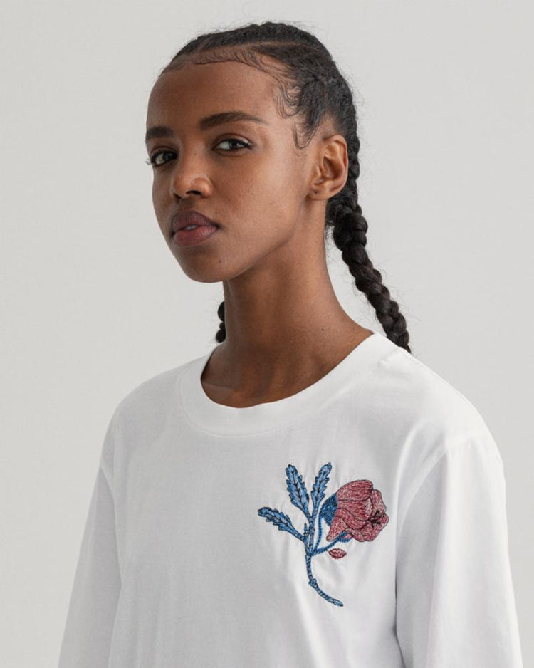 Gant Apparel Womens FLOWER SS T-SHIRT 110/WHITE