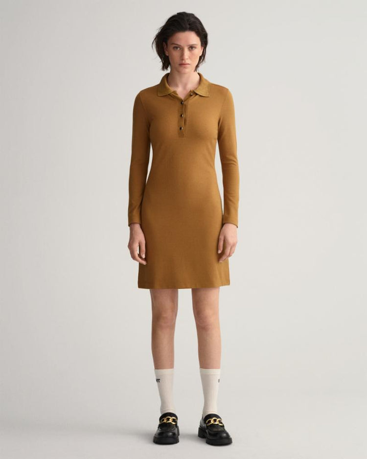 Gant Apparel Womens JERSEY POLO DRESS 210/ROASTED WALNUT