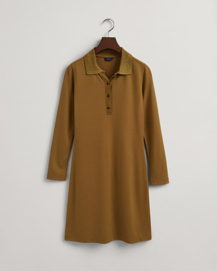 Gant Apparel Womens JERSEY POLO DRESS 210/ROASTED WALNUT