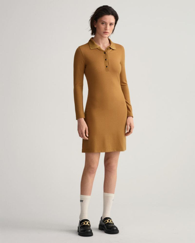 Gant Apparel Womens JERSEY POLO DRESS 210/ROASTED WALNUT