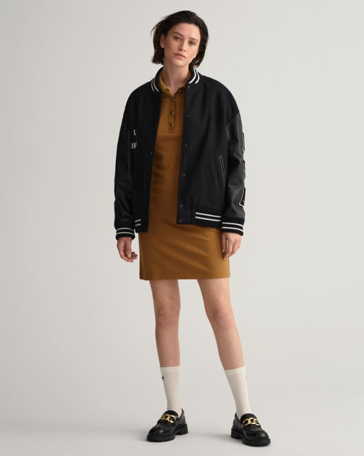 Gant Apparel Womens JERSEY POLO DRESS 210/ROASTED WALNUT