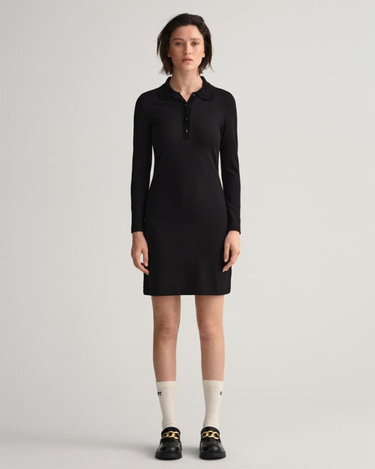 Gant Apparel Womens JERSEY POLO DRESS 19/EBONY BLACK