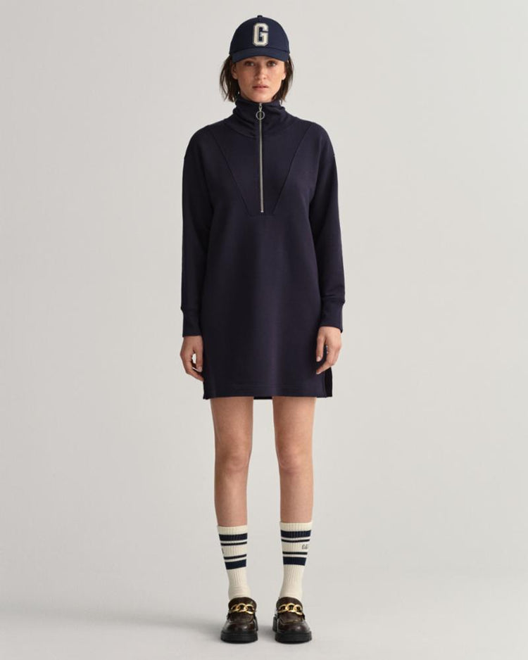Gant Apparel Womens HALF ZIP SWEAT DRESS 433/EVENING BLUE