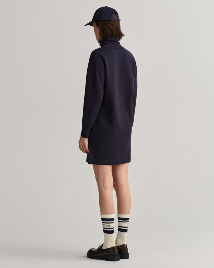 Gant Apparel Womens HALF ZIP SWEAT DRESS 433/EVENING BLUE