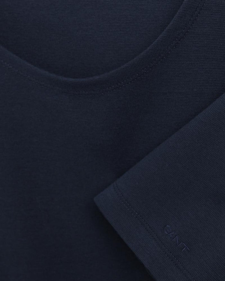 Gant Apparel Womens 1x1 RIB LSS TOP 433/EVENING BLUE