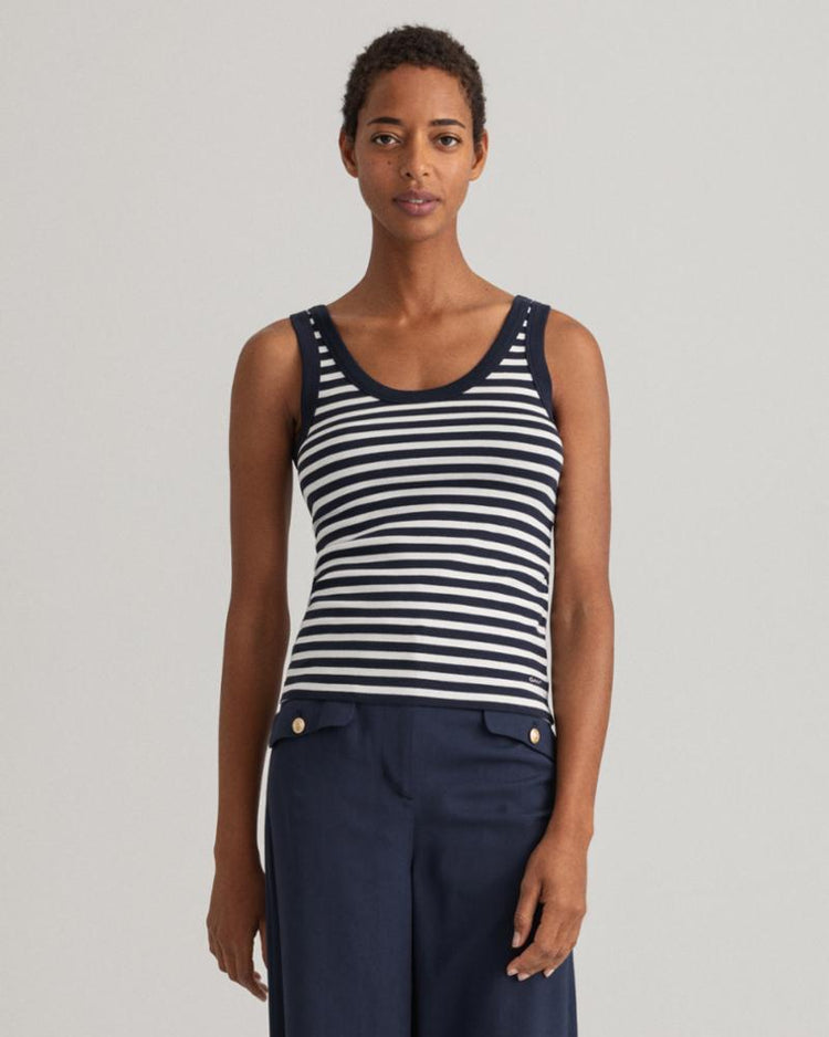 Gant Apparel Womens STRIPED 1X1 RIB TANK TOP 433/EVENING BLUE