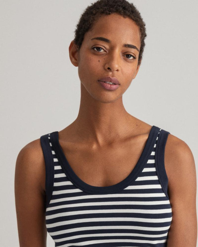 Gant Apparel Womens STRIPED 1X1 RIB TANK TOP 433/EVENING BLUE
