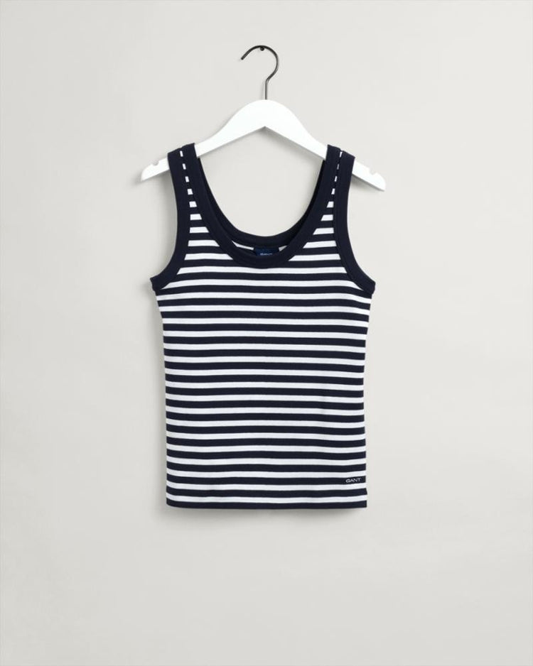 Gant Apparel Womens STRIPED 1X1 RIB TANK TOP 433/EVENING BLUE