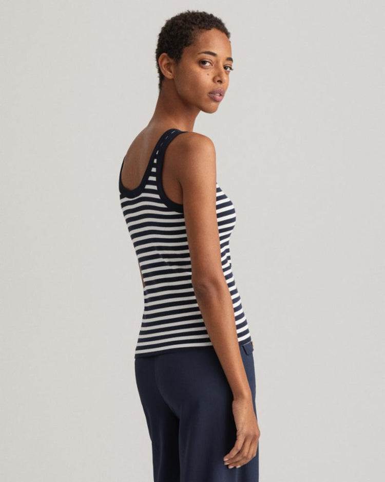 Gant Apparel Womens STRIPED 1X1 RIB TANK TOP 433/EVENING BLUE