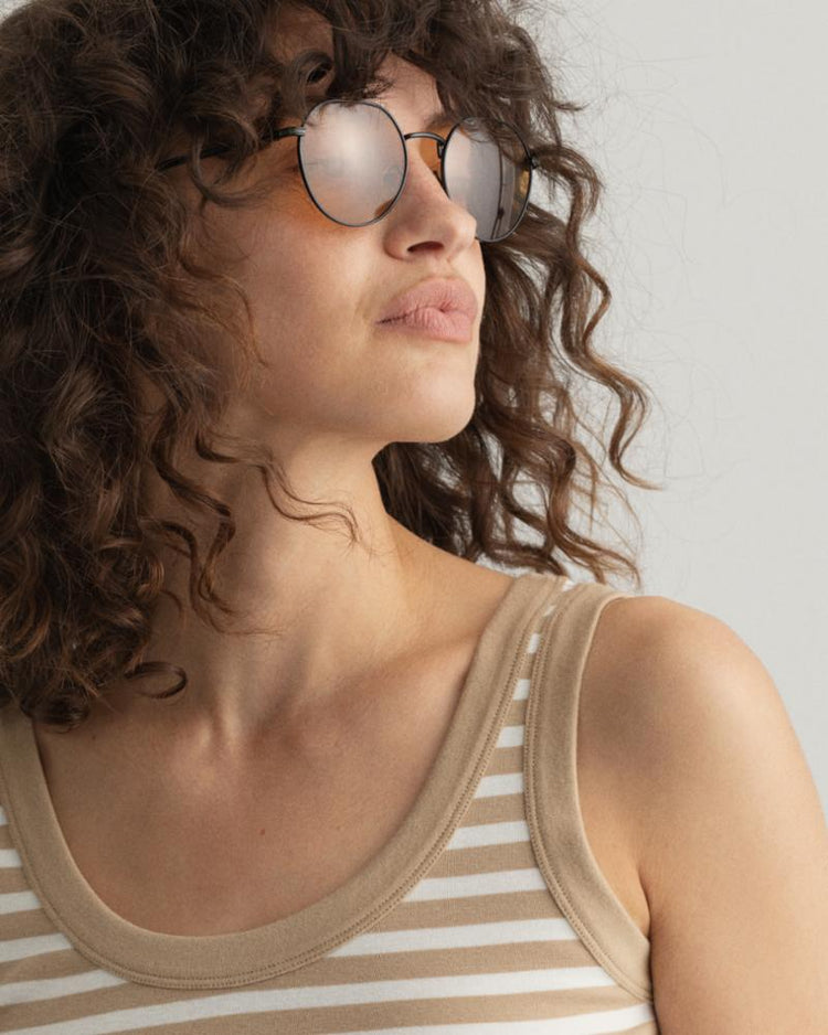 Gant Apparel Womens STRIPED 1X1 RIB TANK TOP 248/DARK KHAKI