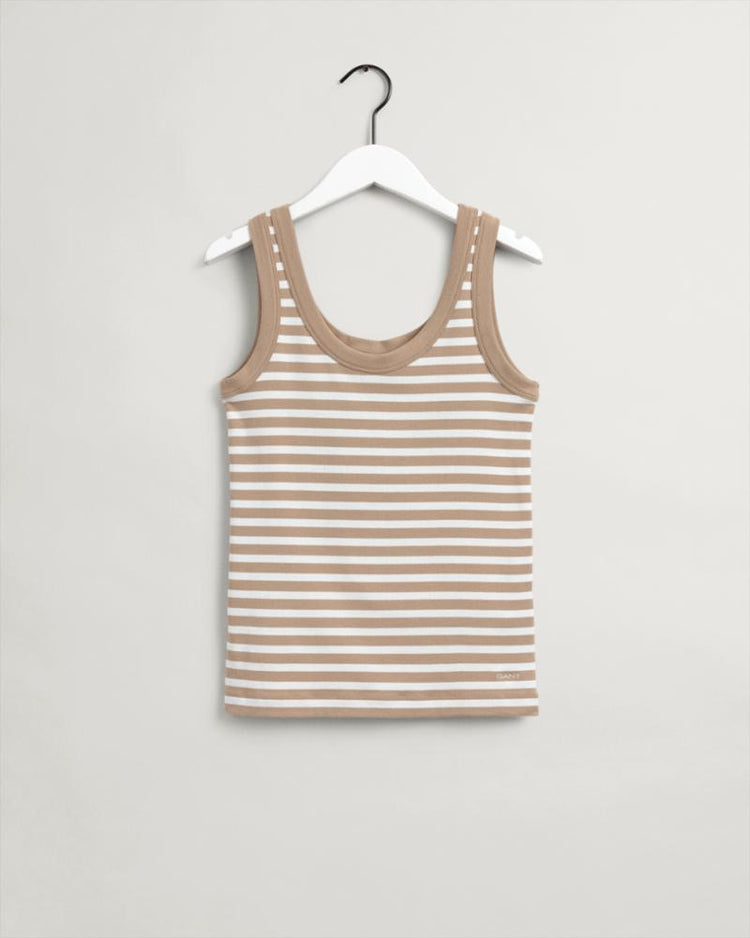 Gant Apparel Womens STRIPED 1X1 RIB TANK TOP 248/DARK KHAKI