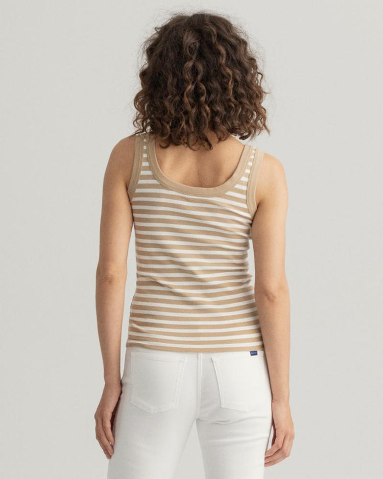 Gant Apparel Womens STRIPED 1X1 RIB TANK TOP 248/DARK KHAKI