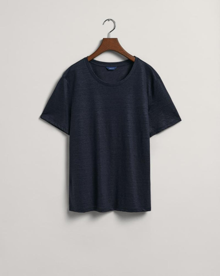 Gant Apparel Womens LINEN SS T-SHIRT 433/EVENING BLUE