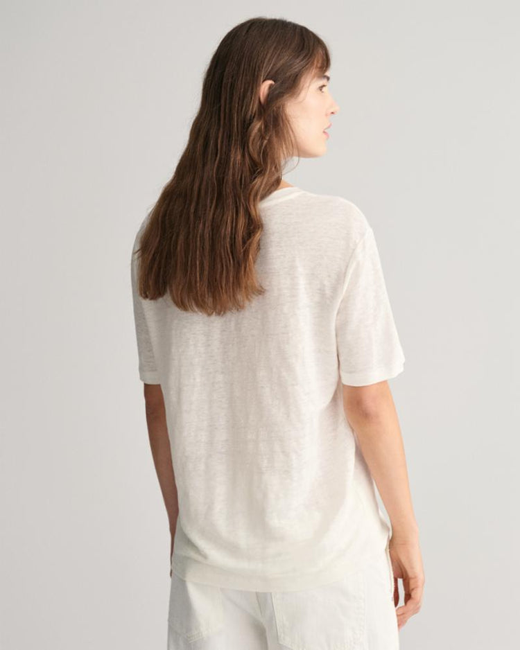 Gant Apparel Womens LINEN SS T-SHIRT 113/EGGSHELL