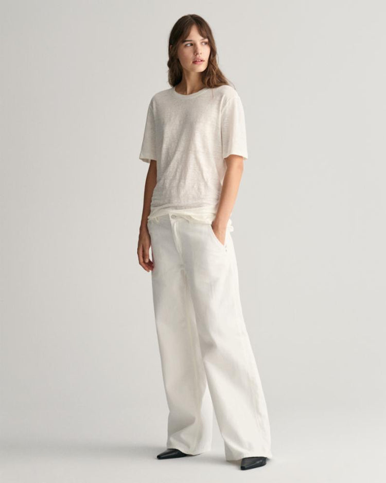 Gant Apparel Womens LINEN SS T-SHIRT 113/EGGSHELL