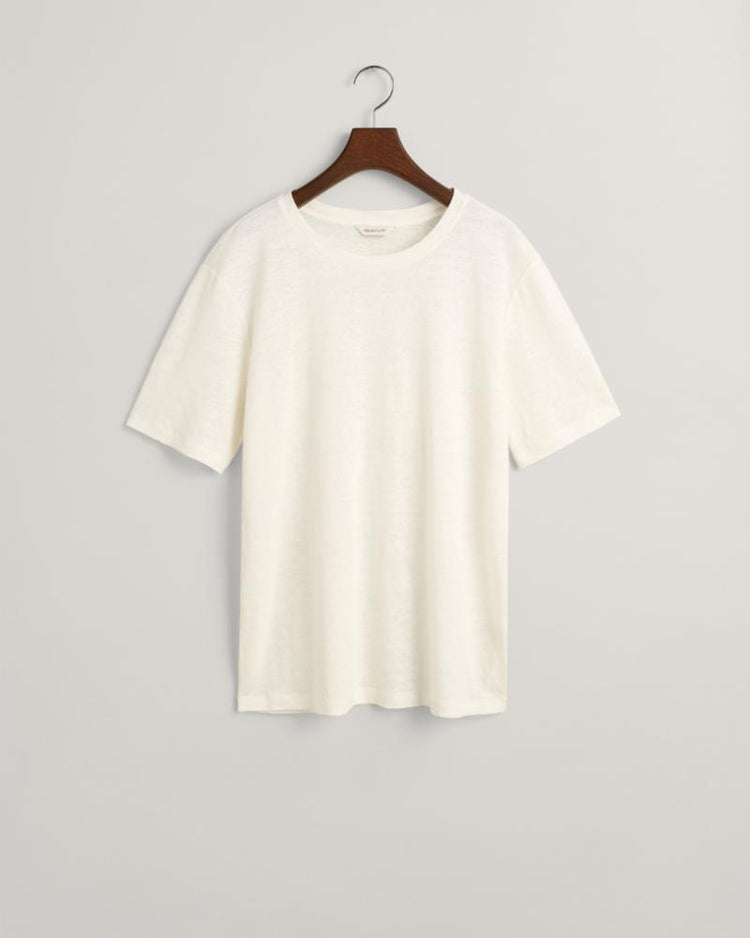 Gant Apparel Womens LINEN SS T-SHIRT 113/EGGSHELL