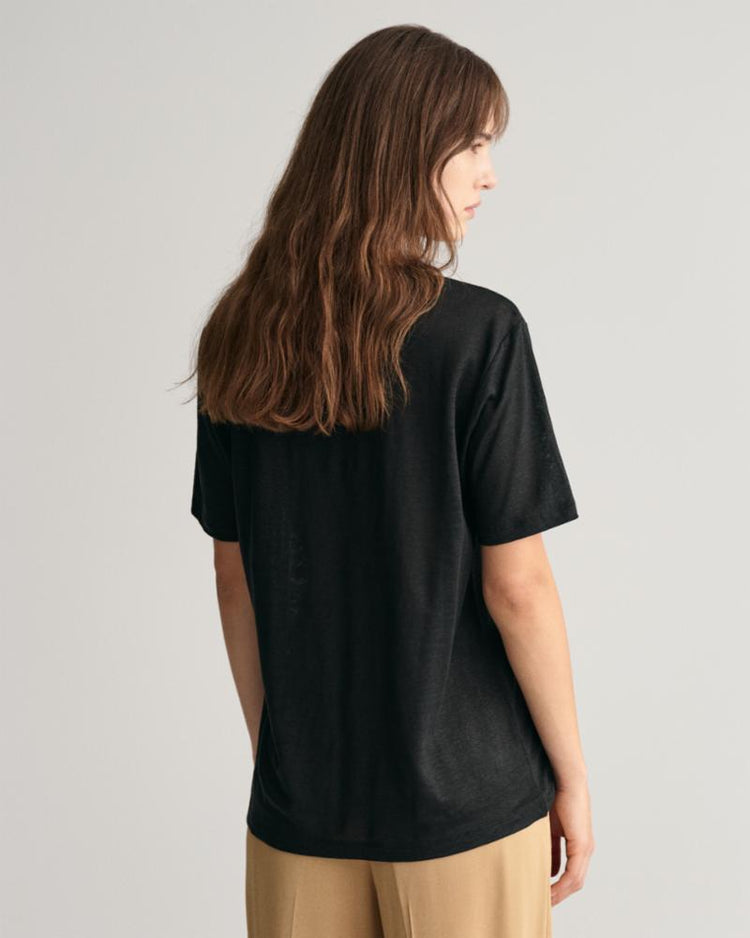 Gant Apparel Womens LINEN SS T-SHIRT 5/BLACK