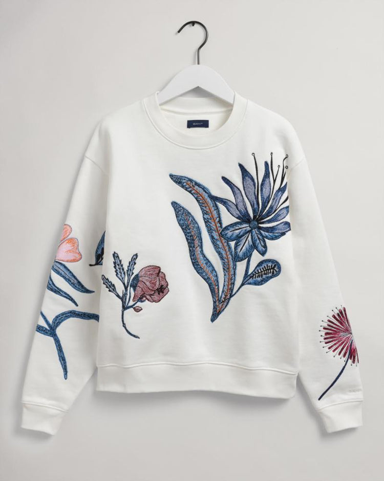 Gant Apparel Womens FLOWER C-NECK SWEAT 113/EGGSHELL