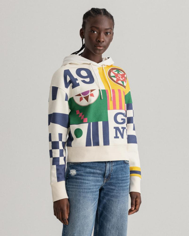 Gant Apparel Womens ROUGH WEATHER HOODIE 130/CREAM