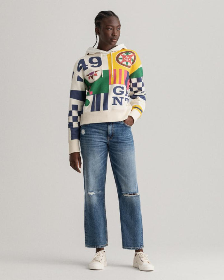 Gant Apparel Womens ROUGH WEATHER HOODIE 130/CREAM