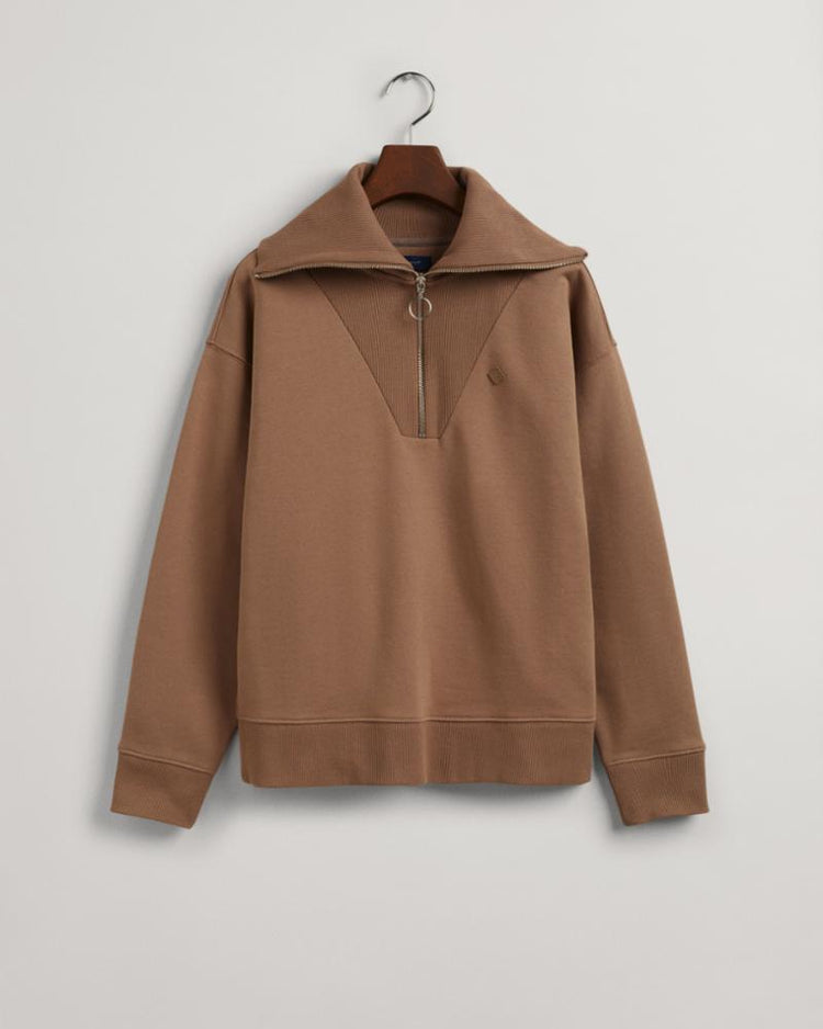 Gant Apparel Womens ICON G ESSENTIAL HALF ZIP 247/MOLE BROWN