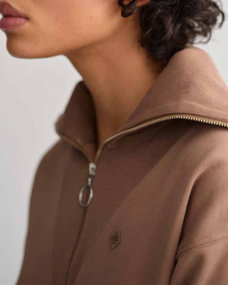 Gant Apparel Womens ICON G ESSENTIAL HALF ZIP 247/MOLE BROWN