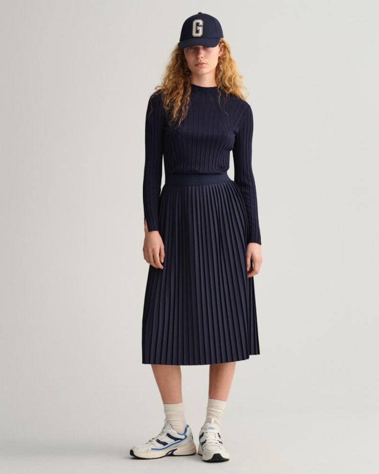 Gant Apparel Womens PLEATED JERSEY SKIRT 433/EVENING BLUE