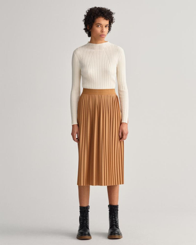 Gant Apparel Womens PLEATED JERSEY SKIRT 210/ROASTED WALNUT
