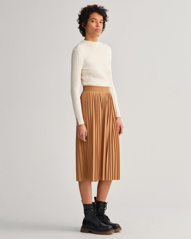 Gant Apparel Womens PLEATED JERSEY SKIRT 210/ROASTED WALNUT