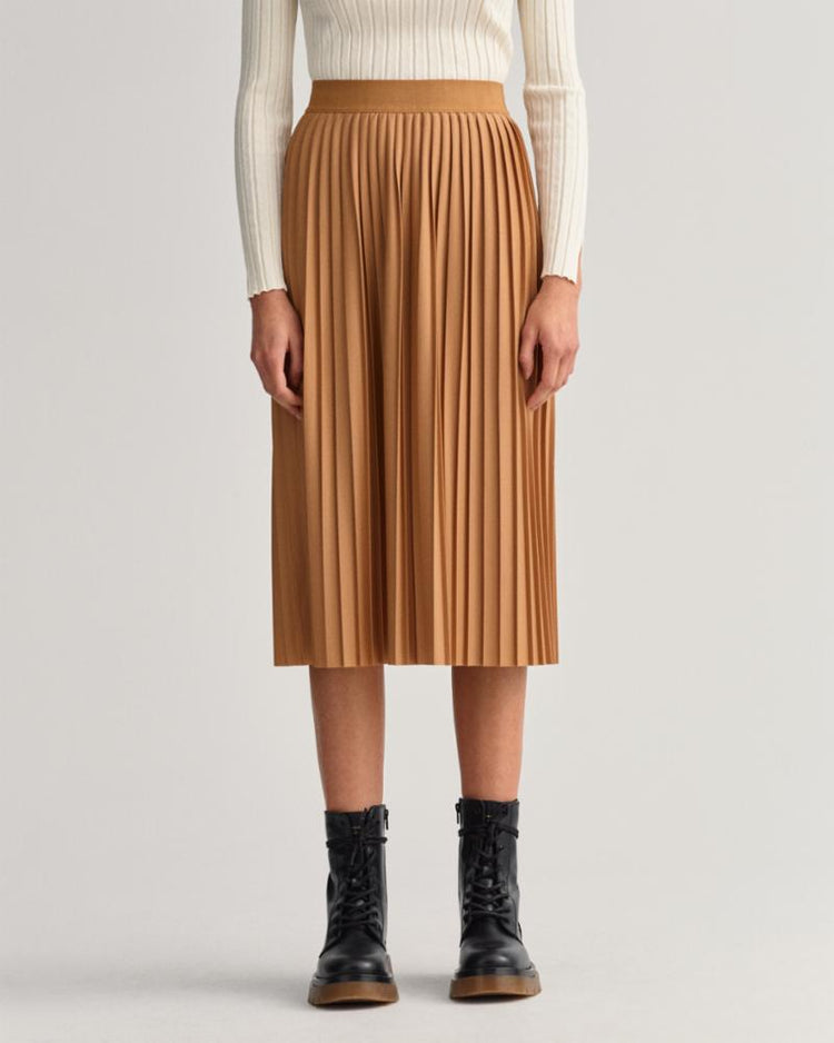 Gant Apparel Womens PLEATED JERSEY SKIRT 210/ROASTED WALNUT