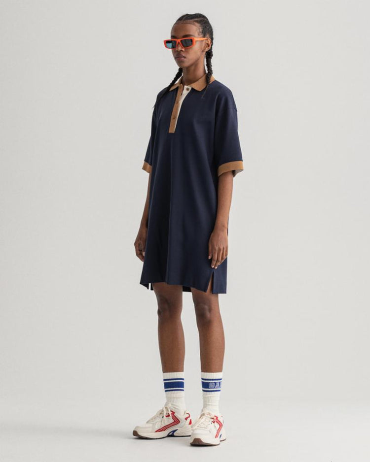 Gant Apparel Womens BLOCK SS POLO DRESS 433/EVENING BLUE
