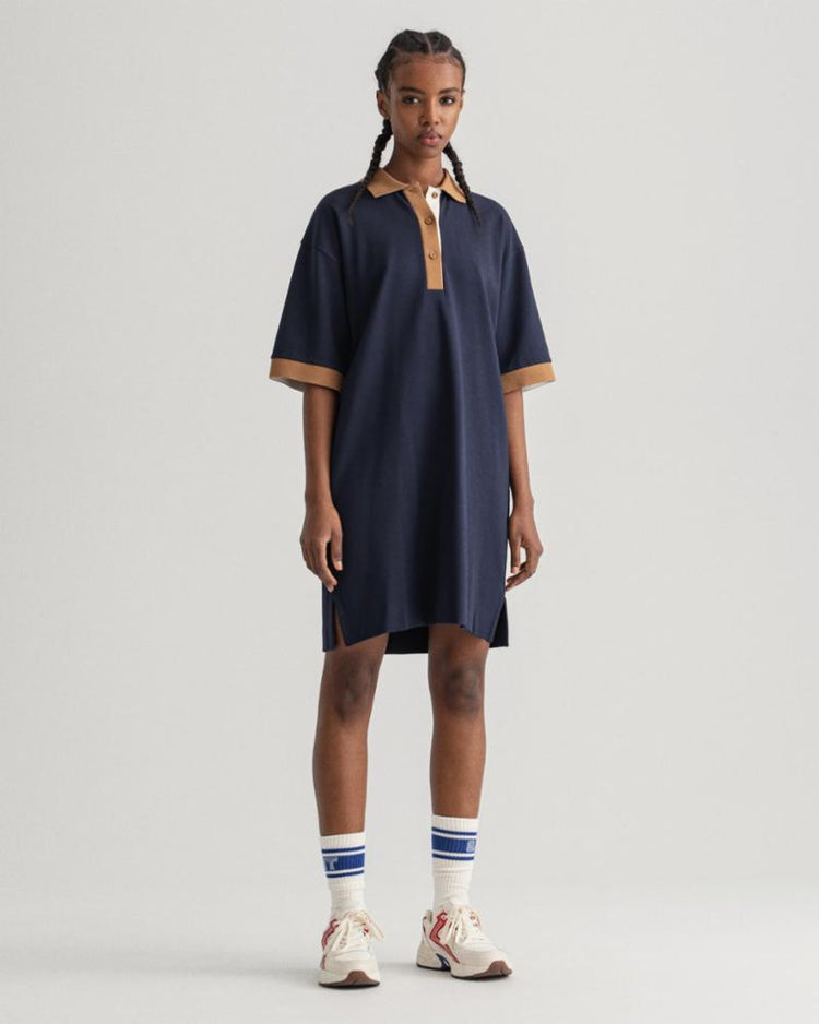 Gant Apparel Womens BLOCK SS POLO DRESS 433/EVENING BLUE